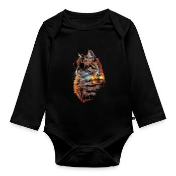 Sonnenbrille mit Perserkatze Geschenk - Baby Bio-Langarm-Body - Schwarz - Vorne
