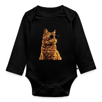 Sonnenbrille mit Somali-Katze Geschenk - Baby Bio-Langarm-Body - Schwarz - Vorne