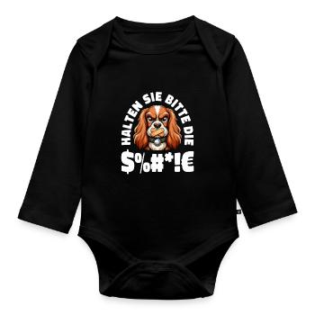 Cocker Spaniel Please keep your mouth shut - Organic Longsleeve Baby Bodysuit - black - Front