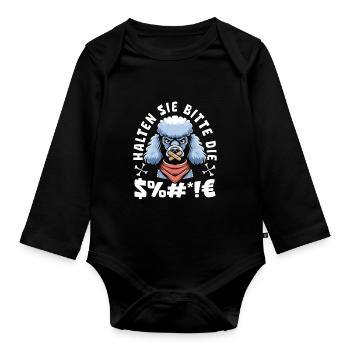 Pudel Halten Sie Bitte Die Fresse - Baby Bio-Langarm-Body - Schwarz - Vorne