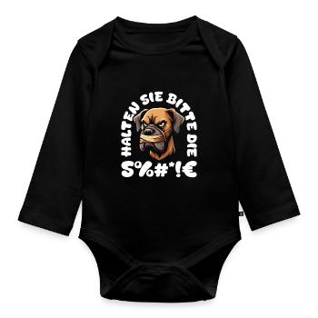 Great Dane, please keep your mouth shut - Organic Longsleeve Baby Bodysuit - black - Front