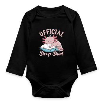 Official Sleeping House Axolotl PJ Sleeping - Organic Longsleeve Baby Bodysuit - black - Front
