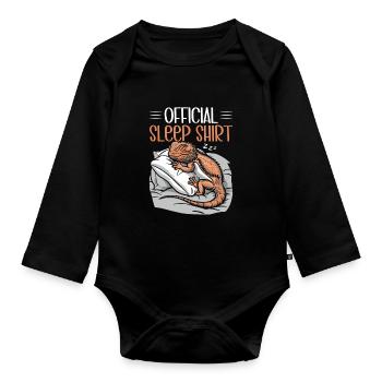 Official Sleeping House Bearded Dragon PJ Sleeps - Organic Longsleeve Baby Bodysuit - black - Front