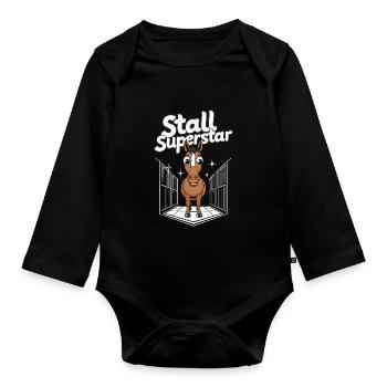 Funny horse motifs for horse lovers and - Organic Longsleeve Baby Bodysuit - black - Front