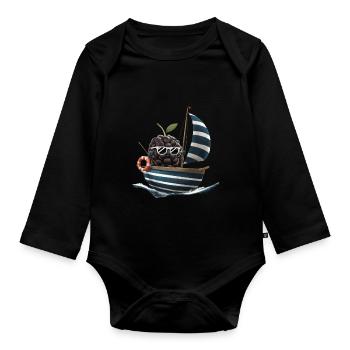 Obst Brombeeren Bootfahren Geschenk - Baby Bio-Langarm-Body - Schwarz - Vorne