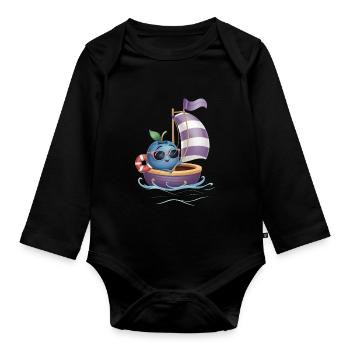 Obst Heidelbeere Bootfahren Geschenk - Baby Bio-Langarm-Body - Schwarz - Vorne