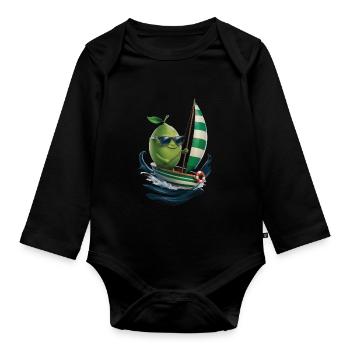 Frucht Limette Bootfahren Geschenk - Baby Bio-Langarm-Body - Schwarz - Vorne
