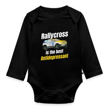 Rallycross is the best antidepressant - Organic Longsleeve Baby Bodysuit - black - Front