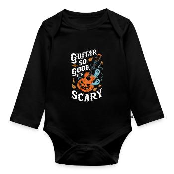 Musikalisch Kürbis Herbst Vibes Gespenstisch - Baby Bio-Langarm-Body - Schwarz - Vorne