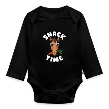 Funny horse motifs for horse lovers and - Organic Longsleeve Baby Bodysuit - black - Front