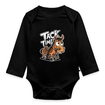 Funny horse motifs for horse lovers and - Organic Longsleeve Baby Bodysuit - black - Front