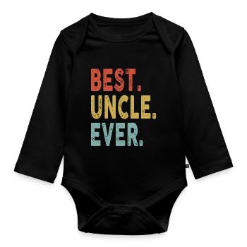 Vintage Best Uncle Retro Colors Best Uncle Ever - Organic Longsleeve Baby Bodysuit - black - Front