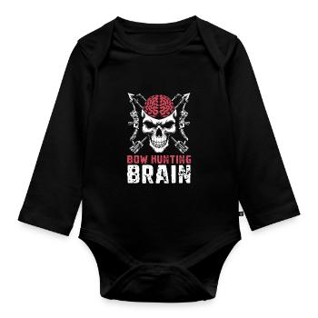 Bow Hunting Bow Hunter Skull Bow Hunting Brain - Organic Longsleeve Baby Bodysuit - black - Front