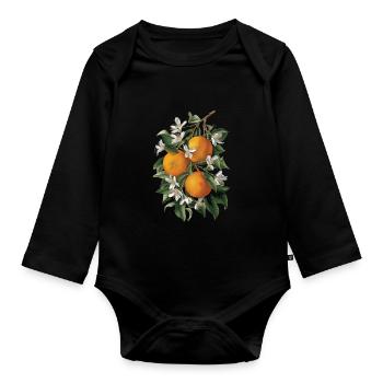 Lustiges Orangenfrucht Geschenk - Baby Bio-Langarm-Body - Schwarz - Vorne