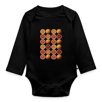 Lustiges Orangenfrucht Geschenk - Baby Bio-Langarm-Body - Schwarz - Vorne