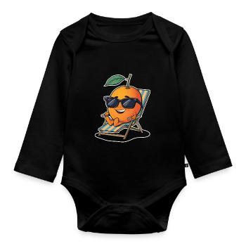 Lustiges Orangenfrucht Geschenk - Baby Bio-Langarm-Body - Schwarz - Vorne