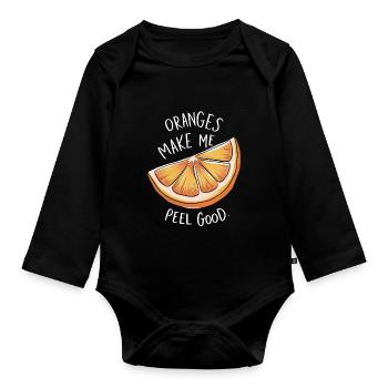Lustiges Orangenfrucht Geschenk - Baby Bio-Langarm-Body - Schwarz - Vorne