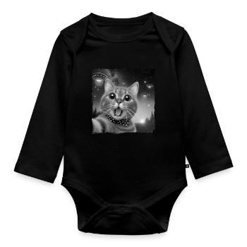 Chats Selfie OVNI Drôle Chat Design - Body Bébé bio manches longues - noir - Devant