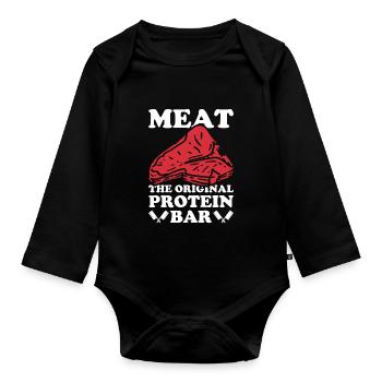 Metzger Fleischer Metzgerei Fleischerei - Baby Bio-Langarm-Body - Schwarz - Vorne