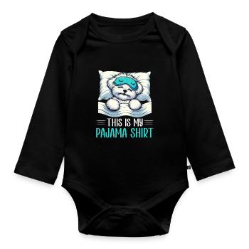 Official Sleeping Shepherd Maltese Dog PJ - Organic Longsleeve Baby Bodysuit - black - Front