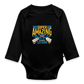 School administrators School staff Caretakers - Organic Longsleeve Baby Bodysuit - black - Front