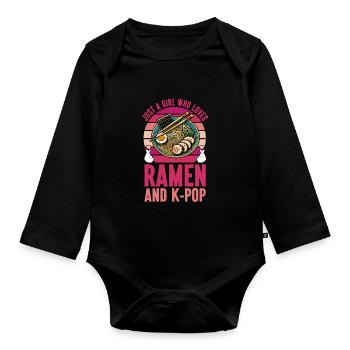 Ramen- Und K-Pop-Waren Kawaii Finger Herz - Baby Bio-Langarm-Body - Schwarz - Vorne