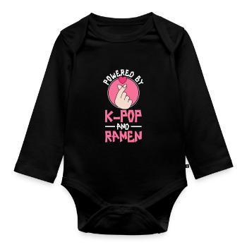 Ramen- Und K-Pop-Waren Kawaii Finger Herz - Baby Bio-Langarm-Body - Schwarz - Vorne