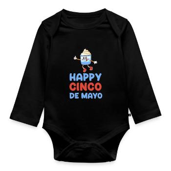 Happy Cinco De Mayo Mayonnaise Drôle Sucrée - Body Bébé bio manches longues - noir - Devant