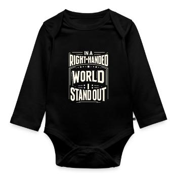 Linkshänder Lefty Left-hander Leftie Buddy - Organic Longsleeve Baby Bodysuit - black - Front