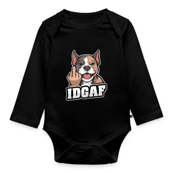 American Bully Idgaf - Organic Longsleeve Baby Bodysuit - black - Front