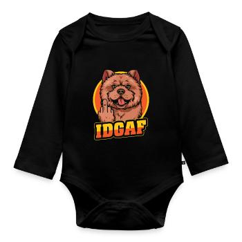 Chow Chow Idgaf - Organic Longsleeve Baby Bodysuit - black - Front