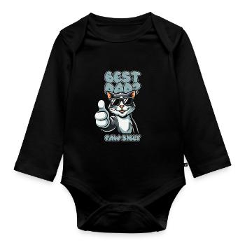 Katze Vater Best Dad Pawsibly - Baby Bio-Langarm-Body - Schwarz - Vorne