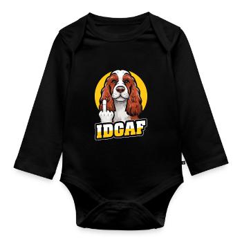 Cocker Spaniel Idgaf - Body Bébé bio manches longues - noir - Devant