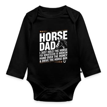 Cheval Papa Drôle Cavalier Cavalier Papa équestre - Body Bébé bio manches longues - noir - Devant
