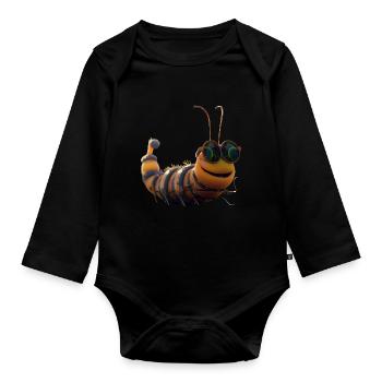 Caterpillar Funny Larva Caterpillar Gift Cute Caterpillar - Organic Longsleeve Baby Bodysuit - black - Front