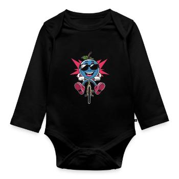 Blaubeer, Radfahren, Auf, Fahrrad, Karika Geschenk - Baby Bio-Langarm-Body - Schwarz - Vorne