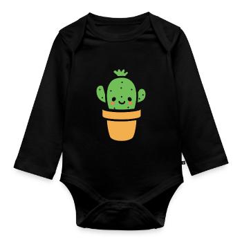 Cactus - Body Bébé bio manches longues - noir - Devant
