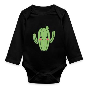Cactus - Body Bébé bio manches longues - noir - Devant