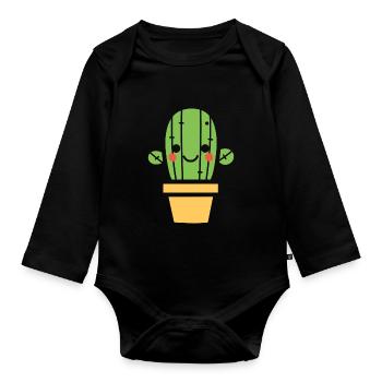Cactus - Body Bébé bio manches longues - noir - Devant
