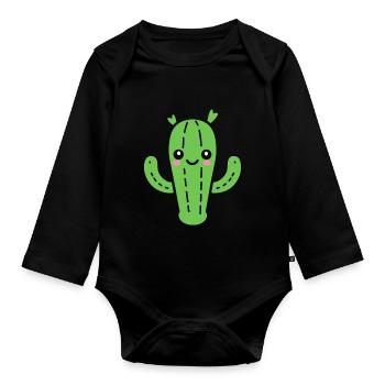Cactus - Body Bébé bio manches longues - noir - Devant