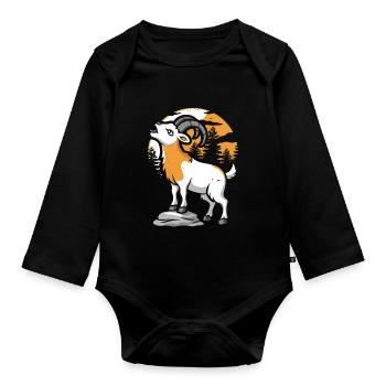 Hurlement de la lune de la chèvre - Body Bébé bio manches longues - noir - Devant