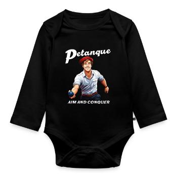 PÉTANQUE VISER ET CONQUÉRIR - Body Bébé bio manches longues - noir - Devant