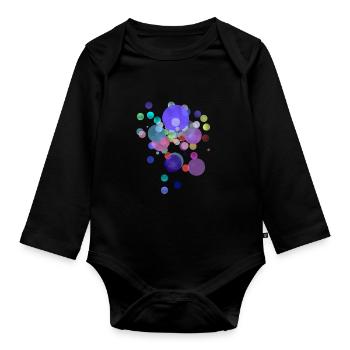 Boules à motifs - Couleurs de l’espace - Body Bébé bio manches longues - noir - Devant