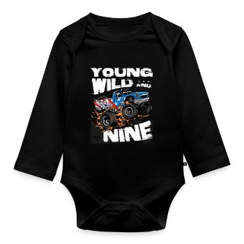 Monster Truck 9e anniversaire Boy Party - Jeune, - Body Bébé bio manches longues - noir - Devant