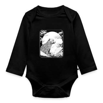 Gepard Japan Cherry Blossom Moon - Baby Bio-Langarm-Body - Schwarz - Vorne