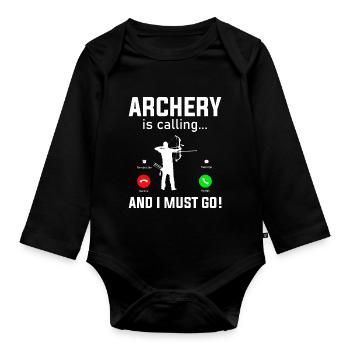Archery Archer - Organic Longsleeve Baby Bodysuit - black - Front