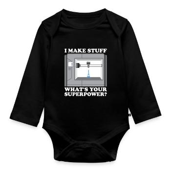 3D Printer Filament 3D Printing 3D Printing 3D Printer - Organic Longsleeve Baby Bodysuit - black - Front