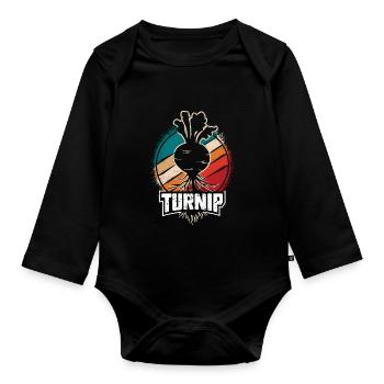Vintage Rübe liebt Rübe Geschenk - Baby Bio-Langarm-Body - Schwarz - Vorne
