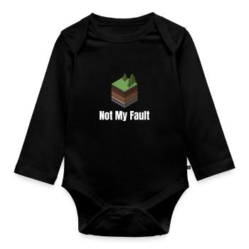 Not my fault, funny seismologist, - Organic Longsleeve Baby Bodysuit - black - Front