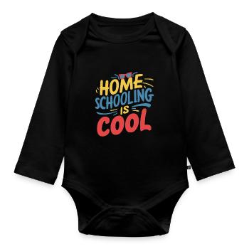 Homeschool Mom Dad Family Life Community Journey - Organic Longsleeve Baby Bodysuit - black - Front